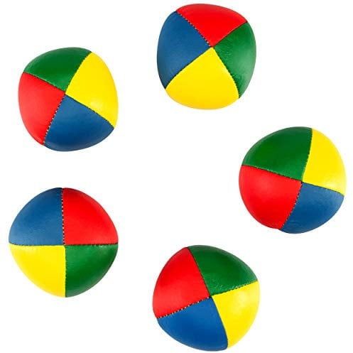 5er Set Diabolo Premium Soft Jonglierbälle vierfarbig (67mm) – Jonglierballset Füllung aus hochwertiger Vogelhirse, wasserabweisend, softes Kunstleder