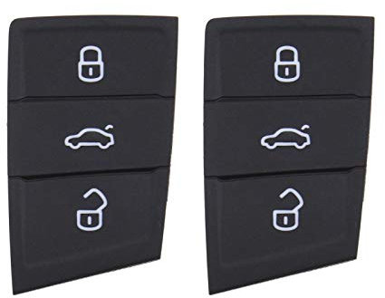 Be In Your Mind 2 Pezzi Pulsanti Di Ricambio Per Chiave Remota Per Auto A 3 Pulsanti Tastiera In Gomma Nera Per Blocco Sblocco Bagagliaio Compatibile Con Polo Golf 7