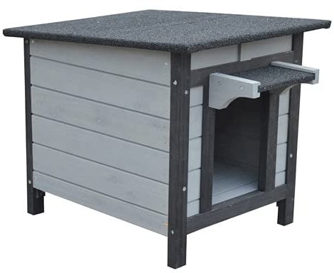 BUNNY BUSINESS Rabbit/Guinea Pig/Cat Wooden Hide House Run Hide - 50 x 42 x 43cm (DARK GREY)