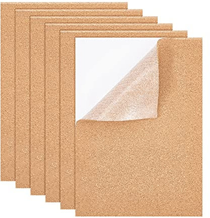 BENECREAT 6Pcs A4 Selbstklebende Korkplatten 30x21cm Rechteck Untersetzer Kork Backing Sheets Für Die Wanddekoration, Party (4mm Dick)
