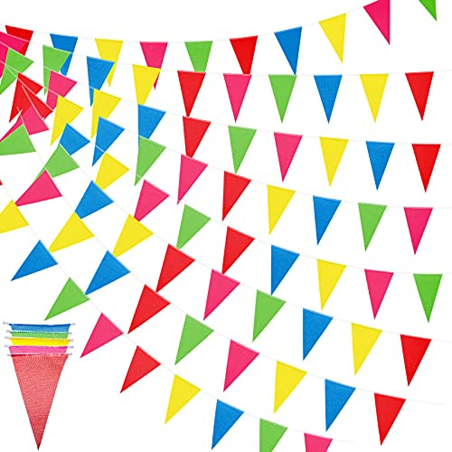 Tatuo 820 ft 500 Pcs Pennant Banner Flag String Hanging Triangle Bunting Flag for Carnival Party Outdoor Events Birthday Classroom Decoration(Colorful)