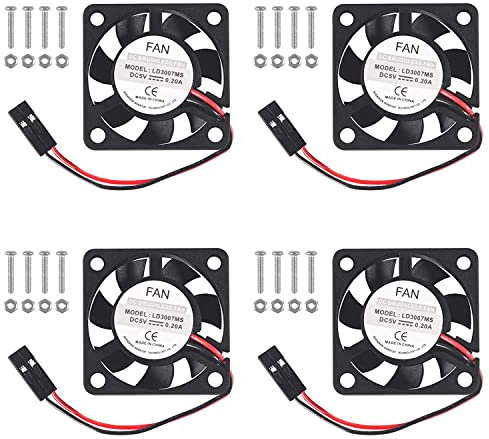 AOICRIE for Raspberry Pi 4 Leiser Lüfter, Lüfter Brushless 3.3-5VDC Leiser Lüfter mit for Raspberry Pi Kühlkörper für Raspberry Pi 4B / 3B+ / 3B/ Zero/Zero W oder andere Roboterprojekte