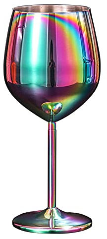 Sektgläser Edelstahl Champagnergläser, 500ml Weingläser mit Stiel aus Edelstahl für Cocktailgläser, Weingläser Rotweingläser Weinkelch Edelstahl Rotweinglas für Partys und Outdoor-Event (Colorful)