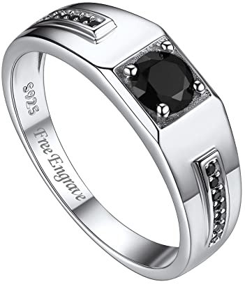 Suplight 925 Sterling Silber Ring Herren Eternityringe mit Diamanten Spannrings 14K Weißgold Personalisierter Solitärring Verlobungsring Eternityringe Schwarzer Zirkonia 64