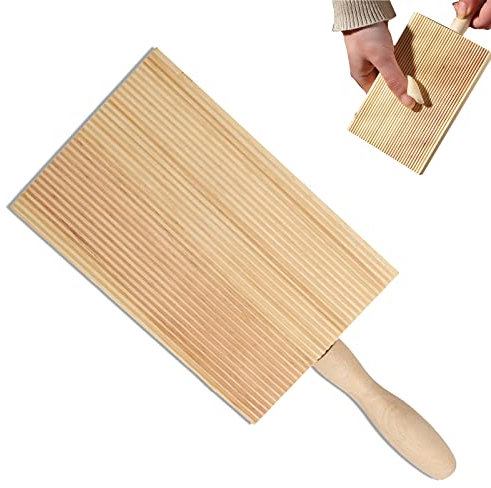 Yuemuop Gnocchi Wooden Pallet 21.5 x 8.5 cm Wooden Gnocchi Slant Ridge Board Gnocchi Paddle Board for Kitchen Home Noodles Tool Khaki