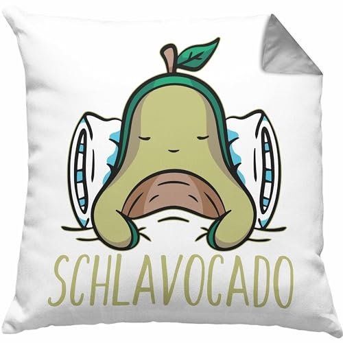 Trendation Avocado Schlaf Kissen mit Füllung 40x40 Pyjama Geschenk Lustig Witzige Geschenkideen (Grau)