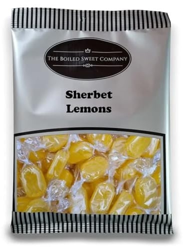 The Boiled Sweet Company® Sherbet Lemons 1Kg - Traditional Wrapped Boiled Sweets - Tangy Lemon Flavour with Fizzy Sherbet Centre - Bulk 1 Kilo Bag - A Great Retro Sweet Gift