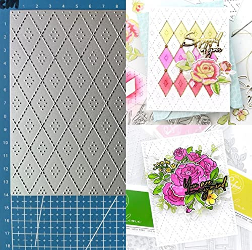 Diamonds Stitch Background Metal Die Cuts Dies Cutting, Diamonds Stitch Cutting Dies Cut Stencils DIY Scrapbooking Cards Decorative Embossing Paper Dies for Album Card Making Scrapbooking