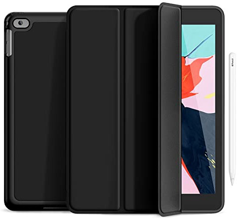 Gahwa Hülle für iPad 9,7 Zoll (2018/2017 6./5. Generation)/Air 2 /Air mit Stifthalter, Premium PU Leder Soft TPU Rückseite Folio Case Cover, Ultradünn Schutzhülle mit Auto Schlaf/Wach - Schwarz