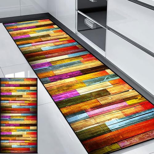 HUAXIQUE Outdoor Teppich Waschbarer Wetterfest Geometrische Muster Teppich Läufer Schlafzimmer Rot Teppich Läufer für Balkon Küche Wohnzimmer DraußEn Schlafzimmer 80x300cm Stil H