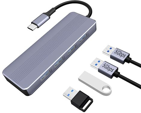 sunshot Hub USB C 3.1 a USB 3.0 Hub con 4 Puertos, USB C portátil a USB multipuerto Funciona para iMac Pro, MacBook Pro, iPad, PC, Unidades Flash USB, HDD móvil, más Dispositivos Tipo C