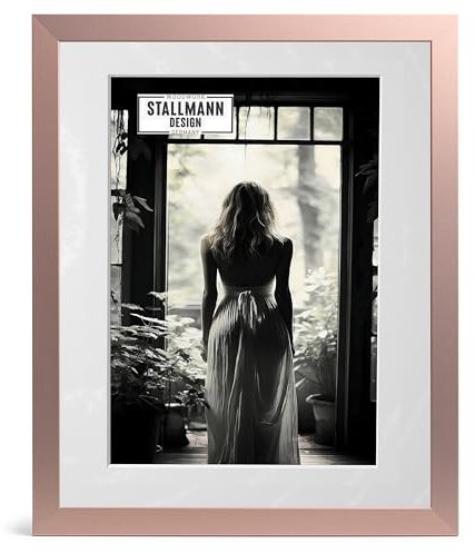 Stallmann Design Bilderrahmen mit Passepartout 30x40 cm (Bild 20x30) | Farbe: Kupfer | 30 mm starke Rahmenleiste