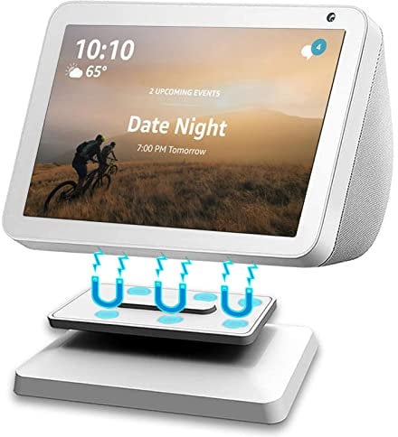 Miimall Compatible with Echo Show 8 Adjustable Stand, Swivel & Tilt, Rotatable Magnetic Anti-Slip Holder/Base/Stand for Echo Show 8 Accessories - White