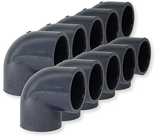 Paradies Pool PVC Fitting Winkel 90°, Ø 50mm mit Klebemuffen, PVC-U Muffe Rohrverbinder Klebefitting 90 Grad zum verkleben, Qualität aus Europa, Menge: 10 Stück