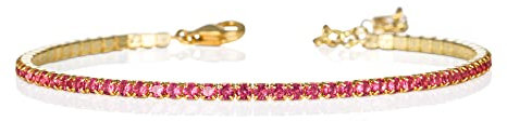 namana Bracciale Tennis Donna Rosso, Braccialetto Rosso Rubino per Donna e Raggazza, Delicato Bracciale Tennis con Zirconi Cubici Rossi, Bracciale Oro Fine per Donna, Regalo Donna
