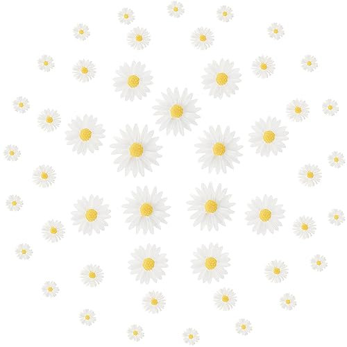Teaaha 50 Stück Mini Gänseblümchen Deko Tortendeko Blumen, Gänseblümchen Harz Blume Mit Flacher Rückseite Gänseblümchen Tortendeko Für Bastelarbeiten DIY Party Dekoration Geschenk zum Valentinstag