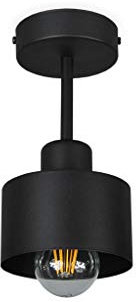 alfalux Lampe Deckenlampe LED 1 Flammig Deckenleuchte Metall E27 Geeignet Industriell Schlafzimmer Küche Wohnzimmer OST1010SC Schwarz
