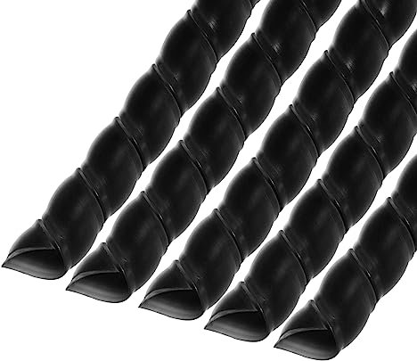 sourcing map 5Pcs Spiral Tube Wrap Cable Management Sleeve 4.9ft 10mm ID Flexible PP Cord Organizer for Computer Wire Power Cable Gas Pipe Black