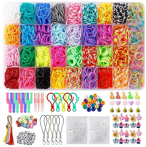 Nuangoo Elastici per Braccialetti,2600+36 Colori Elastici Braccialetti Kit,Viene fornito con una scatola di immagazzinaggio e accessori,adatto per bracciali,ciondoli,gioielli fai-da-te