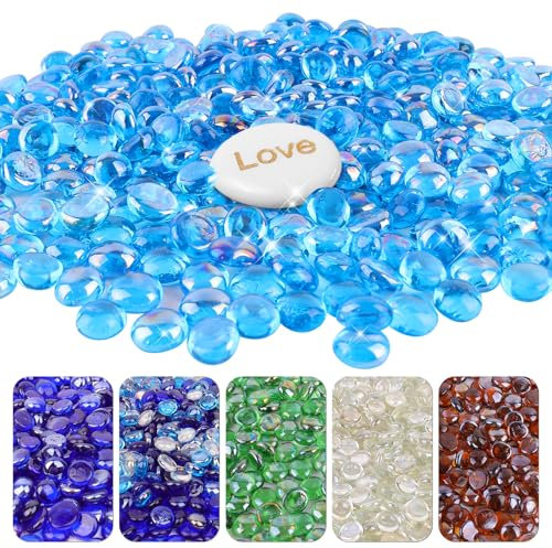 Lechloris Perles en verre de 3,5 kg pour foyer de 1,5 à 1,8 cm – Pierres en verre pour cheminée naturelle, propane ou au gaz, billes décoratives en verre plat pour vase, aquarium, décoration