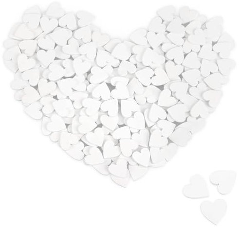 com-four® 200x Mini-Herz als Streudeko - weiße Holz-Herzen zum Basteln - Holz-Streuschmuck als Tischdekoration - Tischschmuck für Hochzeit & Party (Herzen/weiß - 200 Stück)