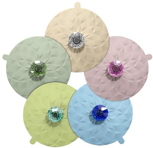 Couvercles en silicone pour boissons - Couvercles hermétiques et résistants à la chaleur pour tasses, verres à vin et gobelets - Gardez vos boissons fraîches et anti-poussière (5 Pcs-1)