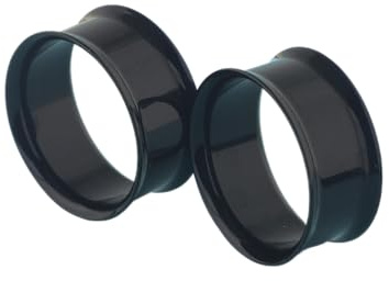 Decentraland 2 Stück Schwarze Einfachheit Acryl Double Flare Ohr Messgeräte Ohrstöpsel Tunnel Körper Piercing Schmuck 7/8(22mm)