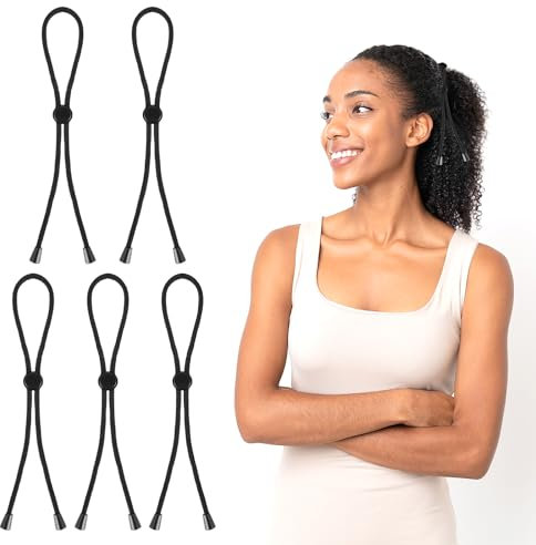 WLLHYF 5 Stück verstellbares Stirnband Afro-Puff-Pferdeschwanz-Krawatten extra lange Haargummis langes Haarseil für schwarze Frauen und Mädchen dickes natürliches verworrenes lockiges Haar