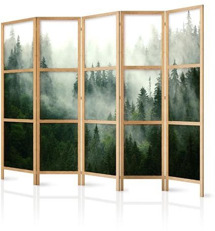 murando - Paravent Innen Raumteiler Holz Abstrakt 225x172 cm 5-teilig Japanische Trennwand Raumtrenner Room Divider Mobiler Sichtschutz Spanische Wand Raum Abtrennung Botanik Natur b-B-0333-bh-b