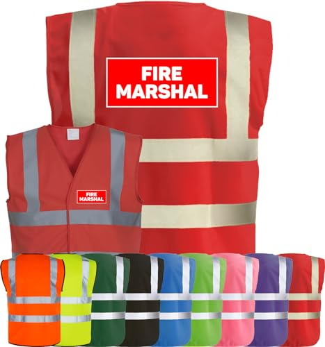 Corporate Togs FIRE MARSHAL Printed Hi-Vis Waistcoat - High Visibility Safety Vest Tabard, Fastening, Health & Safety Compliant Waistcoat | Protective Safety Wear