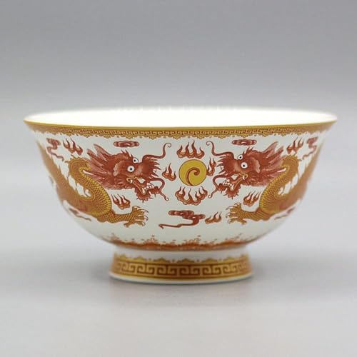 YIMUBDBM Reisschale aus Porzellan, chinesischer antiker Palast-Stil, Brei-Schüssel, Suppenschüssel, Porzellan-Kollektion, Antik-Optik, 15,5 x 7,8 cm