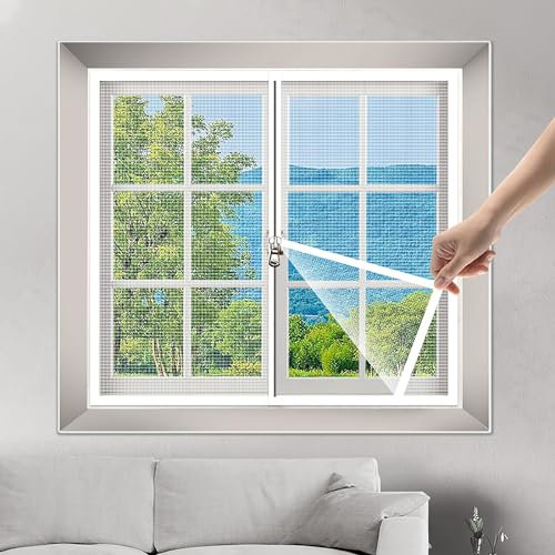 80 x 80 cm - Mosquitera autoadhesiva ajustable para ventana, mosquitera invisible y antiinsectos, con cinta autoadhesiva