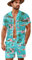 HUGLAZY Tenue 2 pièces pour homme - Chemise hawaïenne à manches courtes et short - Tenue de plage, fête, disco, Flamant rose, 5X-Large
