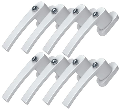BASI | 8er Set Fenstergriff abschließbar | Farbe Weiß oder Silber | Aluminium | Balkontürgriff | Kindersicherung | Stiftlänge 35 mm | Griff für Fenster Terassentür | 8 Stück | 16 Schlüssel