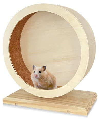 Hamsterrad aus Holz für kleine Haustiere: WIYETY Stiller Hamsterrad, Geräuscharmes Hamster Laufrad für Ruhe und Bewegung, Bogie Wheel für andere kleine Haustiere (S, Φ/ 15 cm)