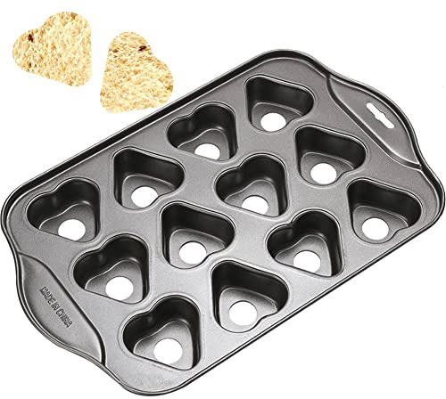 Glixoft Heart Shaped Muffin Pan Carbon Steel Cupcake Tray Muffin Baking Tray Kitchen Cupcake Maker for Baking Brownie Dessert