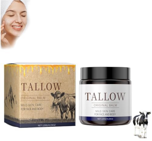 Tallow Honey Balm 120g Beef Tallow Creme,Tallow Original Balm Natur,Bio Grassgefüttert Rindertalg Creme,100% natürliche Hautpflege,Bio Rindertalg mit Jojobaöl für Gesichtspflege (1)