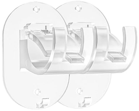 Heavy Duty Curtain Rod Hooks - No Drill Curtain Rod Brackets, Self-Adhesive Support | 2PCS Curtain Rod Holder for Kitchen, Bathroom, No-Drill Curtain Rod Hanger, Strong Adhesive Curtain Hooks for Home