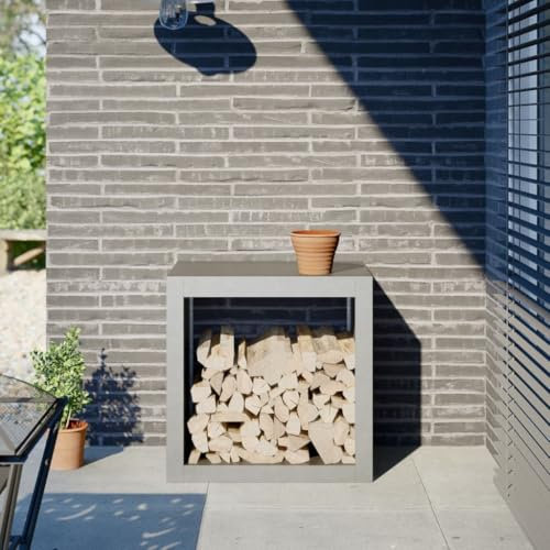 Makastle Kaminholzregal Brennholzregal Feuerholzregal Feuerholzständer Kaminholzständer Brennholz Halter aus Metall, Holzlager aus Stahl, für Innen und Außen, 60x40x60 cm Edelstahl