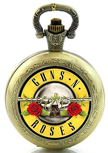Cymru Apparel Gift Boxed Guns N Roses Rock Band Quartz Pocket/Necklace Watch