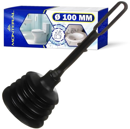 Desatascador Fregadero Manual Plunger Ø 100 mm para Desatascar el Desagüe del WC y para Fregadero Fabricada en PVC - MONTERAL
