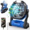 Ventilador Portátil de 20000 mAh, Ventiladors USB con Linterna LED Mesa con Batería y Puerto Type-C Recargable Perfecto para el Camping, los Viajes y la Playa Azul