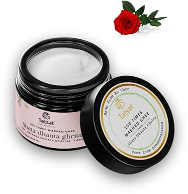 TATSAT - WELLNESS THROUGH AYURVEDA Shata Dhauta Ghrita 100 Times Washed Ghee Anti Aging Nourishing Cream Removes Stretch Marks - 30gml (Rose)