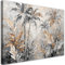 Feeby Leinwandbild - Bilder Wohnzimmer - Palmenblätter Abstrakt Grau Gold - 120x80 cm XXL 1tlg - Deko Schlafzimmer - Wanddekoration - Aesthetic - Groß Moderne Bild - Foto auf Leinwand