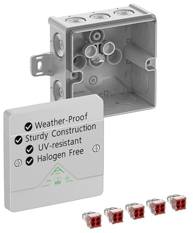 Spelsberg Abox 040 AB-4² Professionelle IP66-Abzweigdose mit 5 schraubenlosen 5-adrigen Klemmen, VDE-zertifiziert, externe Befestigungspunkte für Industrie & Außenbereich (Grau)