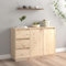 Gecheer Buffet 111x34x75 cm Bois Massif de pin, Meuble de Rangement avec 2 Portes et de 3 Tiroirs, Commode avec Étagères Armoire Latérale de Cuisine pour Salon, Chambre, Salle à Manger