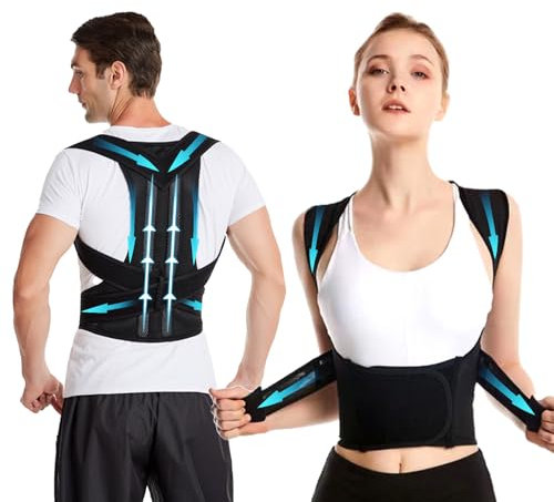 Posture correction belt for men and women, back support posture correction belt with breathable adjustable shoulder straps for improved lumbar support belt, back support to prevent hunchbacks(S)