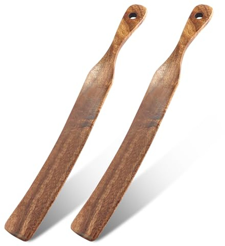 2 Stück Holzspatel zum Kochen, Sauerteig-Schildkrötenspatel mit Aufhängelöchern, Holzdübel für Sauerteig, Küchenwerkzeuge für Gärung, Teigrühren