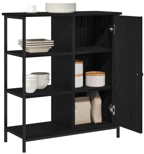 vidaXL Sideboard Schwarz Eichen-Optik 70 x 30 x 80 cm | Genügend Platz für deine Sachen, Coole, glatte Linien, Hergestellt aus hochwertigem Eichenholz
