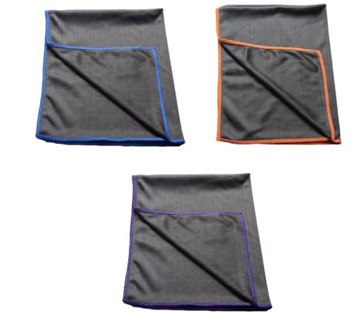 Lot de 3 lingettes de nettoyage en fibre de carbone, sans traces, réutilisables, adaptées pour la maison, la cuisine, la voiture, la moto et les fenêtres